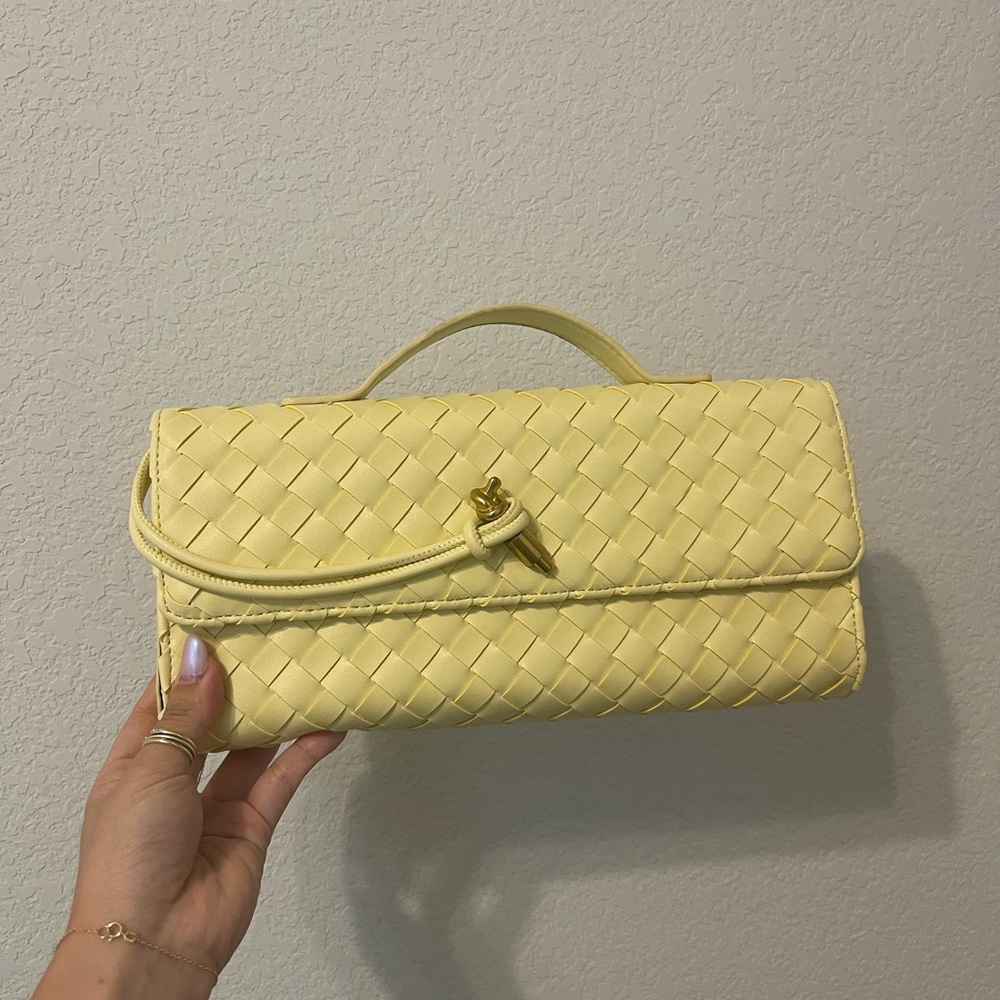 Butter Yellow Andiamo Woven Clutch Bag